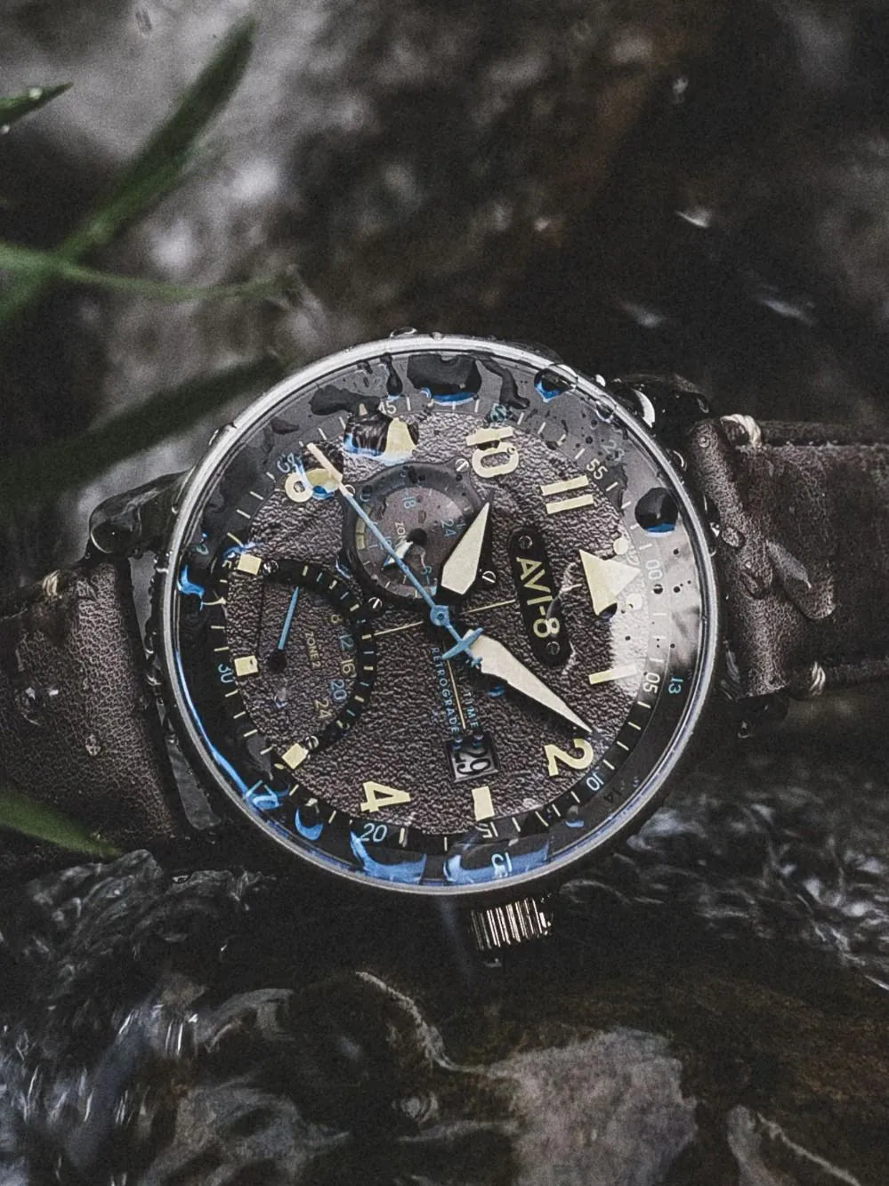 AVI-8 AV-4101-09 Mens Watch Hawker Hurricane McKellar Dual Time 44mm 5ATM