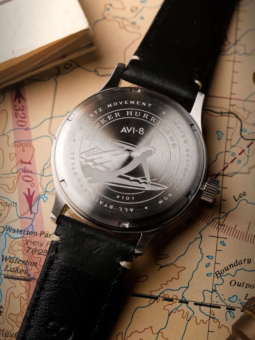 AVI-8 AV-4101-0A Mens Watch Hawker Hurricane McKellar Dual Time 44mm 5ATM