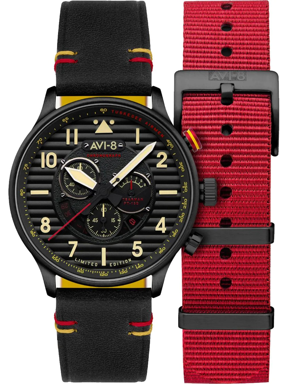 AVI-8 AV-4109-01 Mens Watch Flyboy Spirit of Tuskegee Limited Chrono 44mm 5ATM