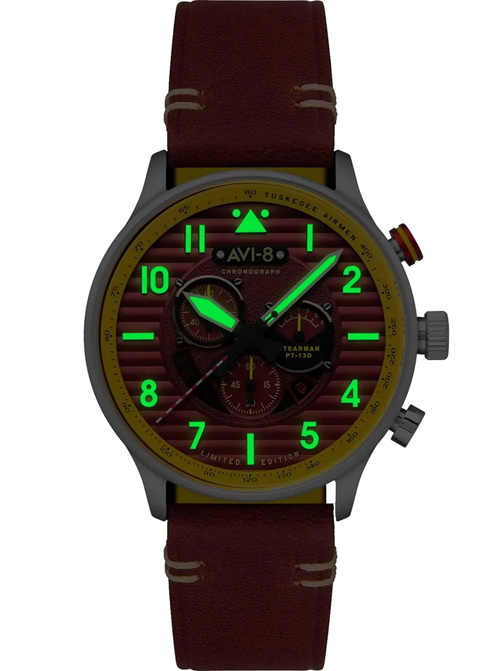 AVI-8 AV-4109-02 Mens Watch Flyboy Spirit of Tuskegee Limited Chrono 44mm 5ATM