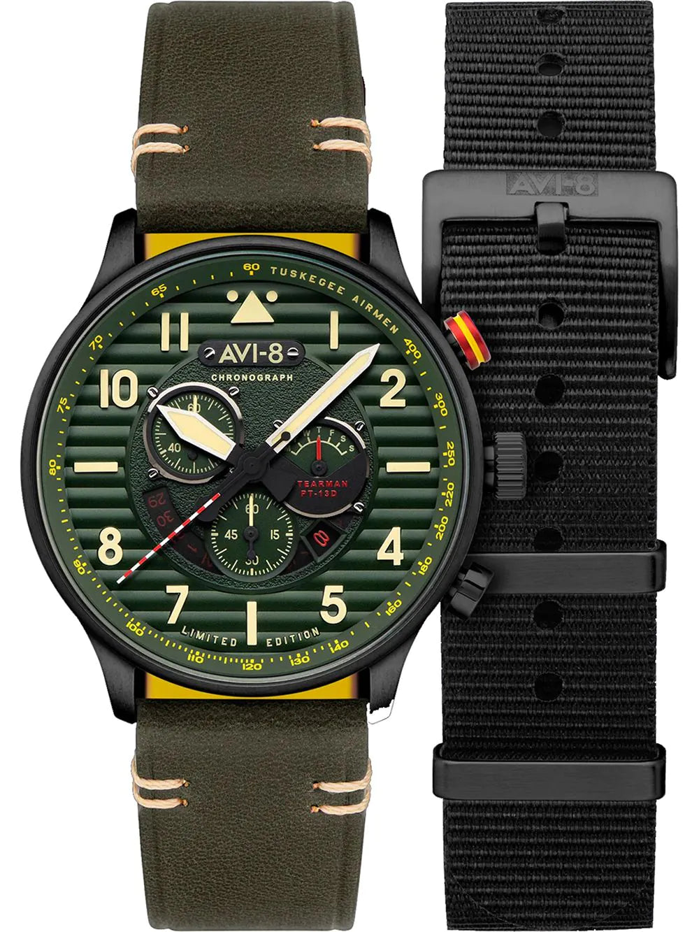 AVI-8 AV-4109-04 Mens Watch Flyboy Spirit of Tuskegee Limited Chrono 44mm 5ATM