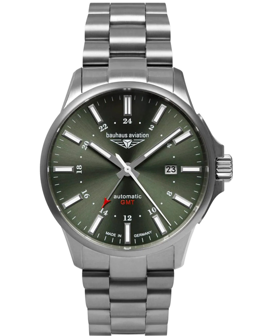 Bauhaus 2868M-4 Mens Watch Aviation Automatic Titanium GMT 42mm 10ATM