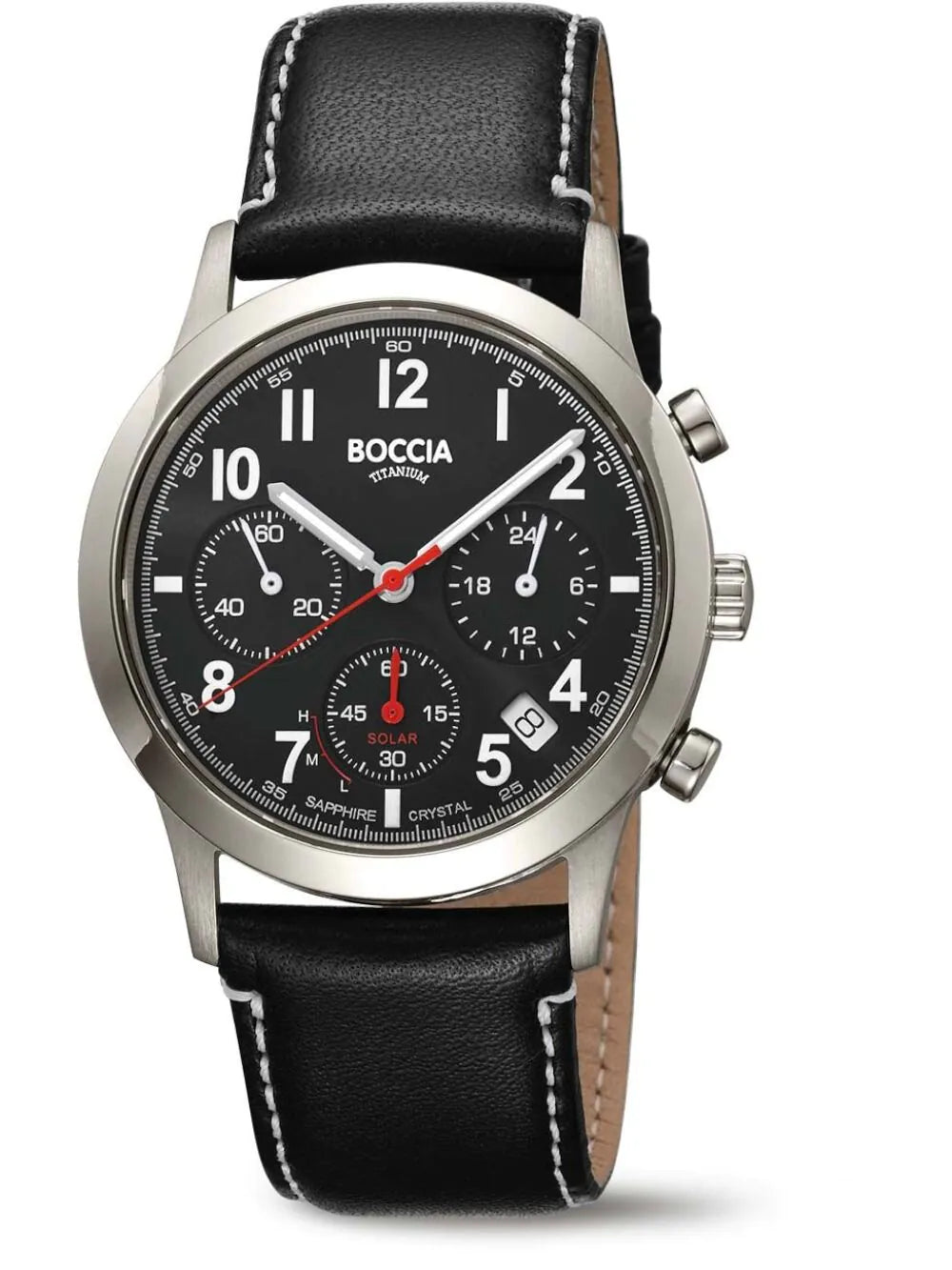 Boccia 3735-01 Mens Watch Titanium Solar Chronograph 40mm 5ATM