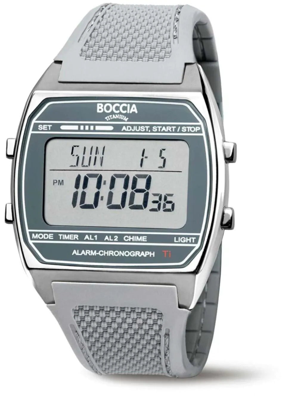 Boccia 3738-01 Mens Watch Titanium Digital Chronograph 37mm 5ATM