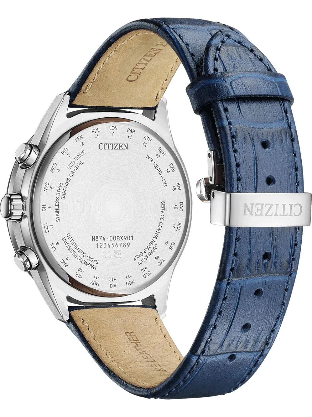 Citizen BY1030-09A Mens Watch Eco-Drive 4-Zonen radio-controlled watch Moon Phase 42mm 10ATM