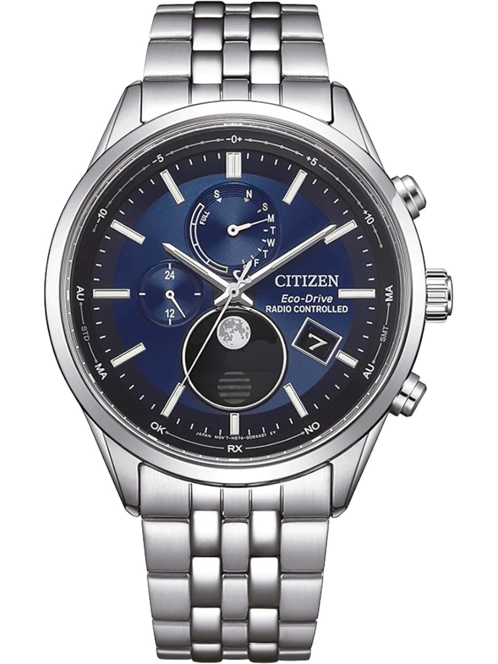 Citizen BY1030-50L Mens Watch Eco-Drive 4-Zonen radio-controlled watch Moon Phase 42mm 10ATM