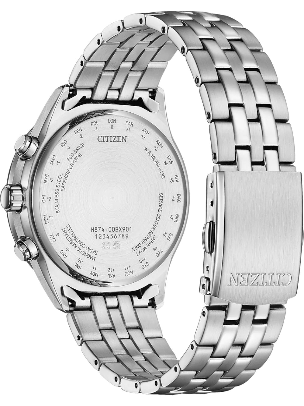 Citizen BY1030-50L Mens Watch Eco-Drive 4-Zonen radio-controlled watch Moon Phase 42mm 10ATM