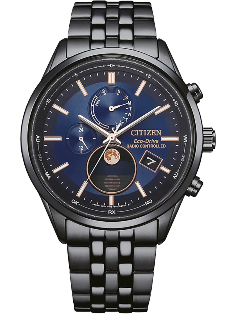 Citizen BY1035-56L Mens Watch Eco-Drive 4-Zonen radio-controlled watch Moon Phase 42mm 10ATM