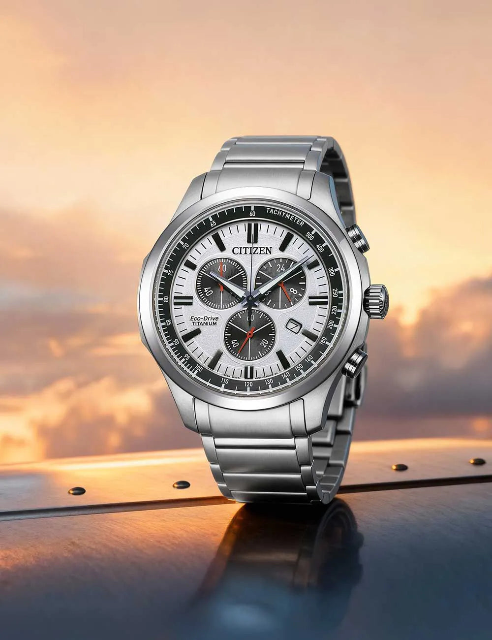 Citizen AT2530-85A Eco-Drive Titanium Chronograph Mens Watch 43mm 10ATM