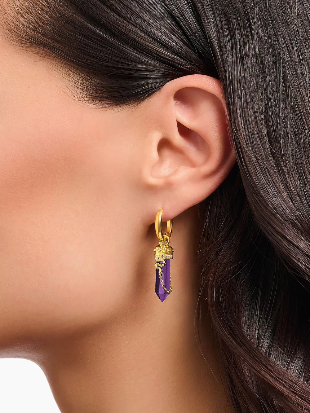 Thomas Sabo Hoop Earrings with imitation amethyst CR722-414-13