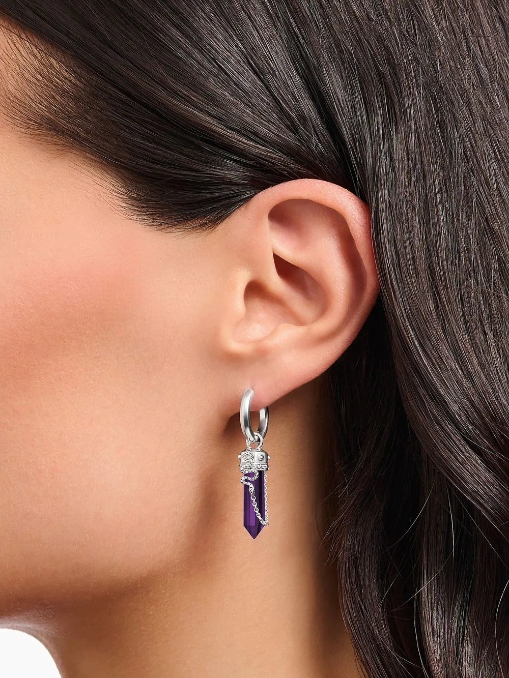 Thomas Sabo Hoop Earrings with imitation amethyst CR722-643-13