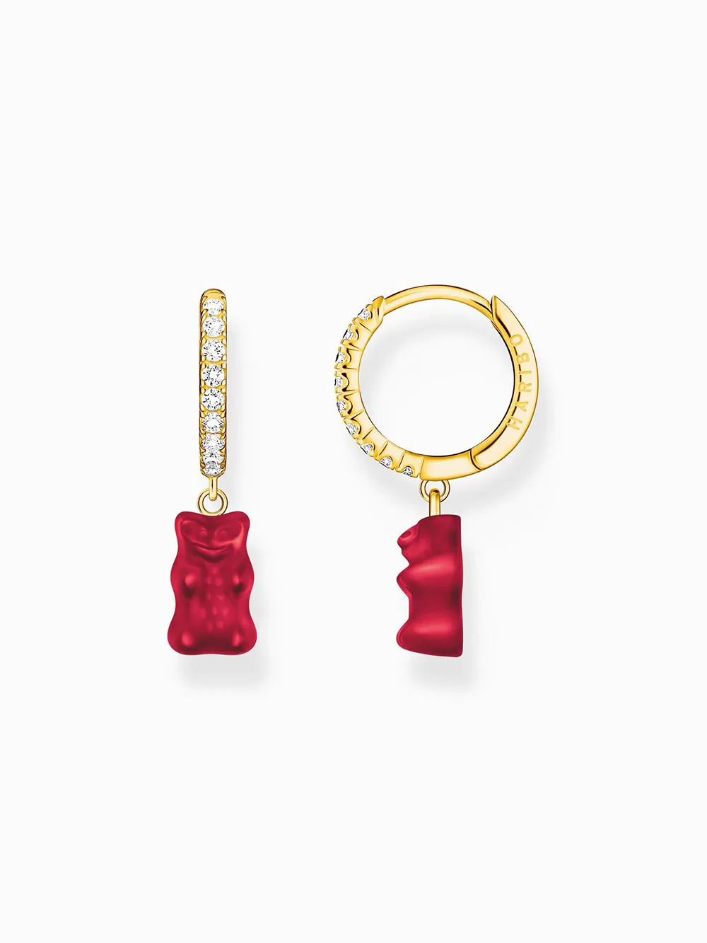 Thomas Sabo CR726-414-10 Gold single hoop earring w. red Goldbear