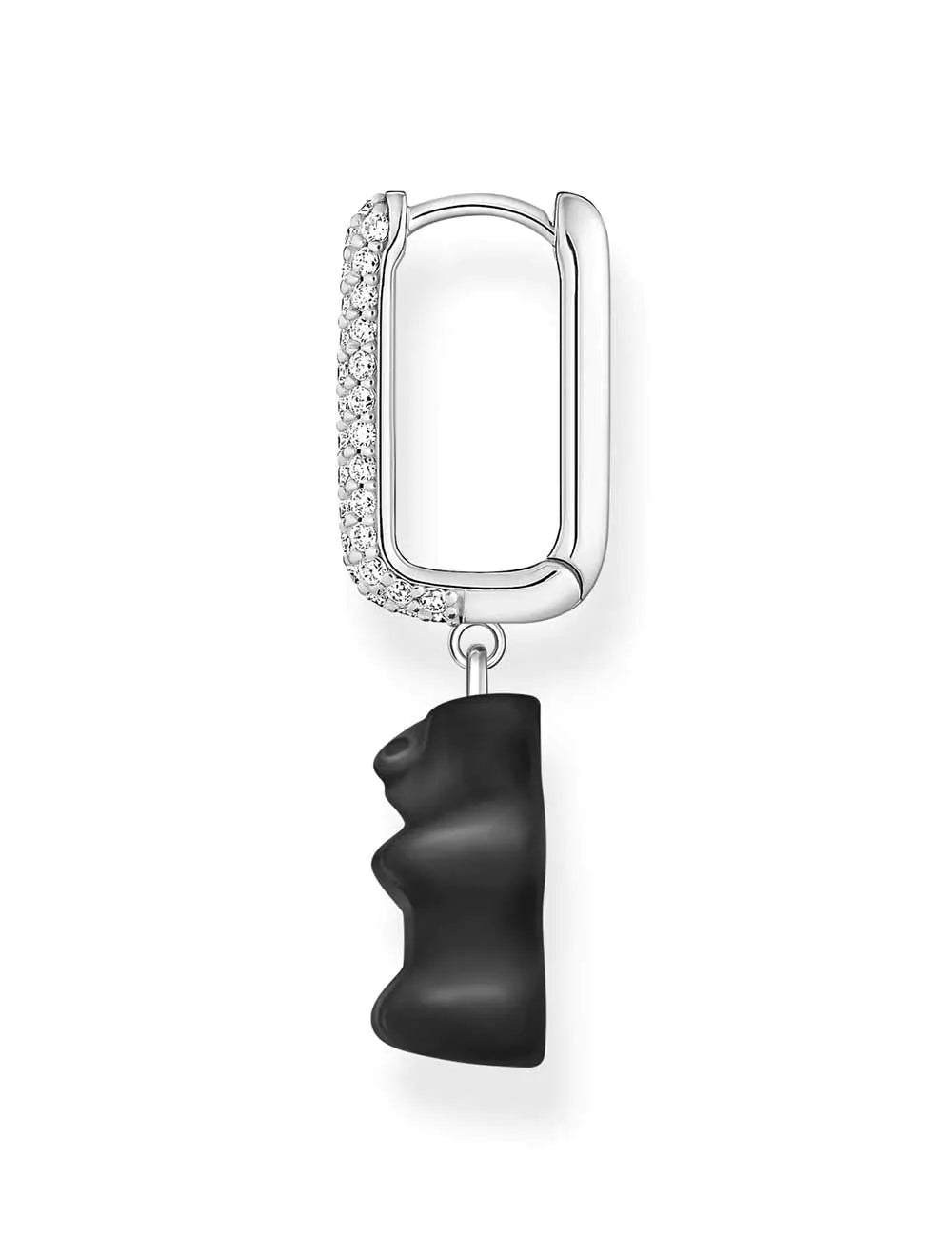 Thomas Sabo CR727-052-11 Silver Single creole With Black midi version Gold Bear Ladies