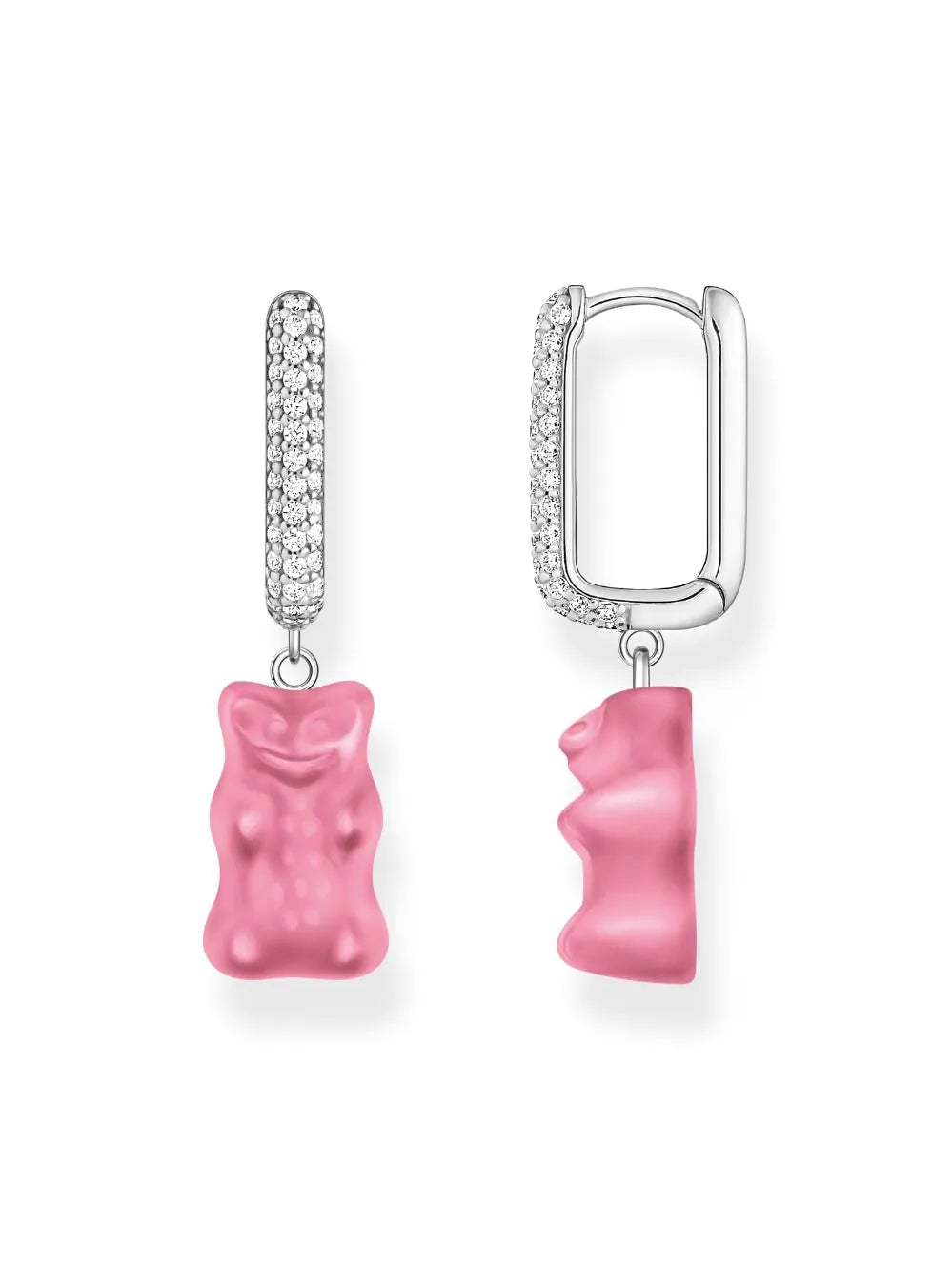 Thomas Sabo CR727-052-9 Silver Single Hoop Earrings Midiversion with pink Gold Bears 34,5 mm Ladies