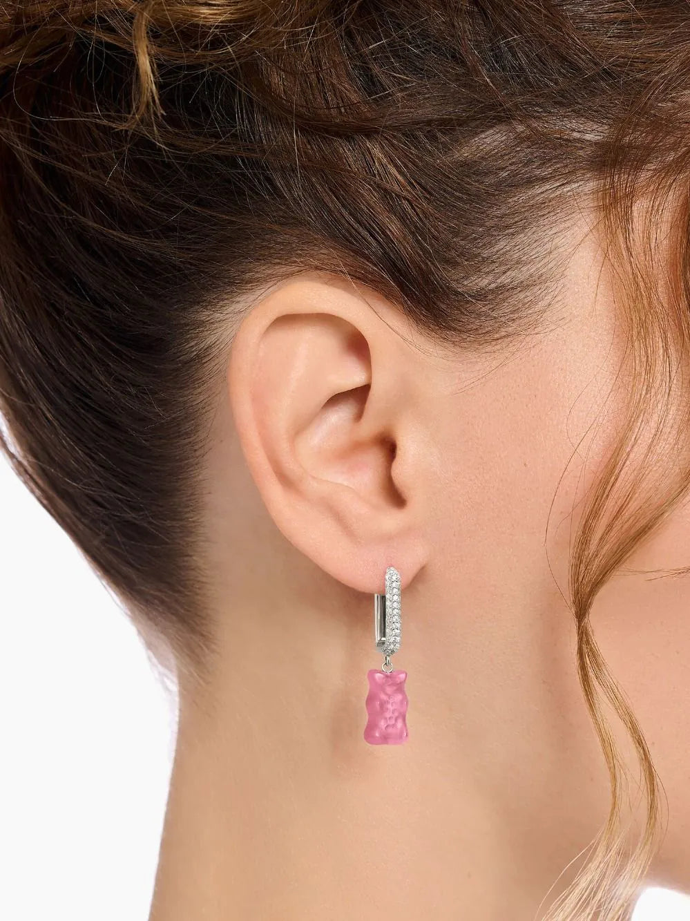 Thomas Sabo CR727-052-9 Silver Single Hoop Earrings Midiversion with pink Gold Bears 34,5 mm Ladies