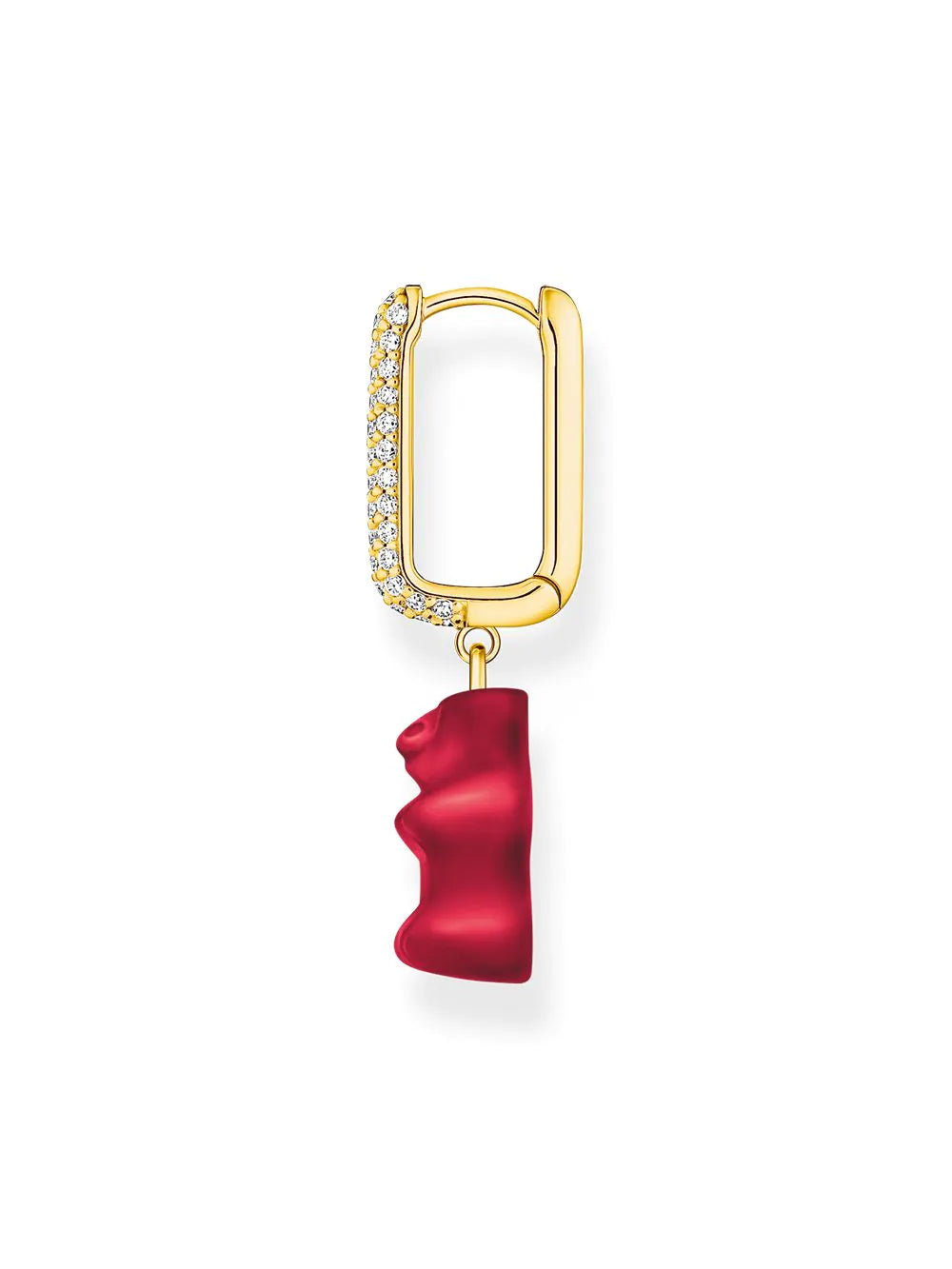 Thomas Sabo CR727-414-10 Gold-plated single creole with red gold bear in midi version Ladies
