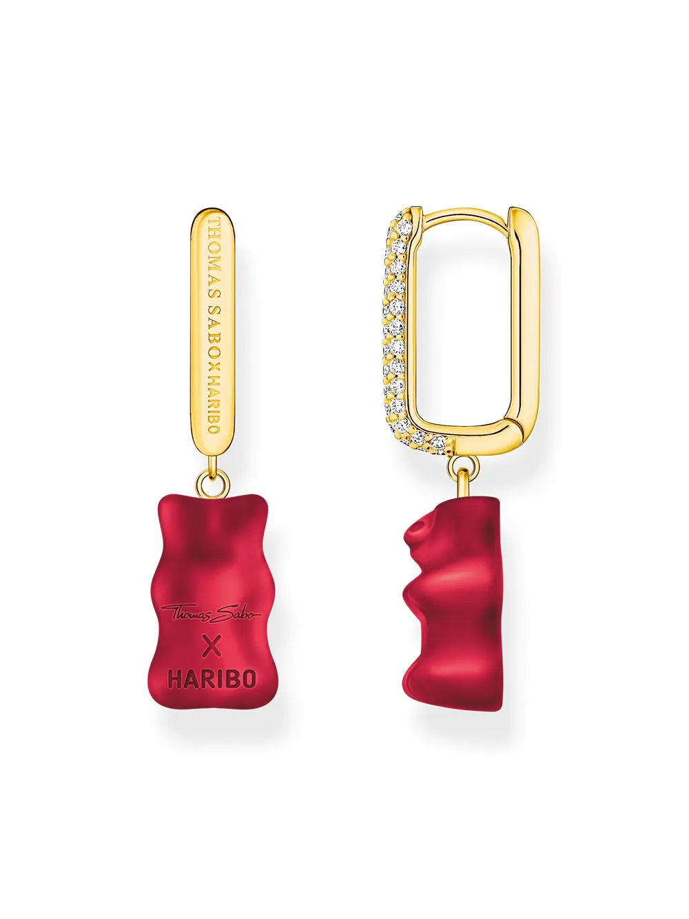 Thomas Sabo CR727-414-10 Gold-plated single creole with red gold bear in midi version Ladies
