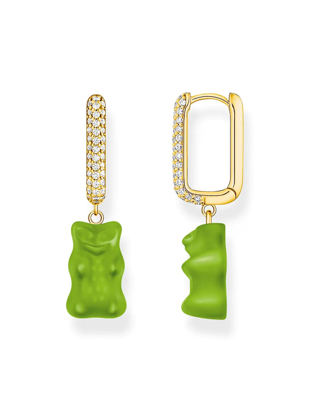 Thomas Sabo CR727-414-6 Gold-plated single hoop earrings w. red Goldbears in Midiversion