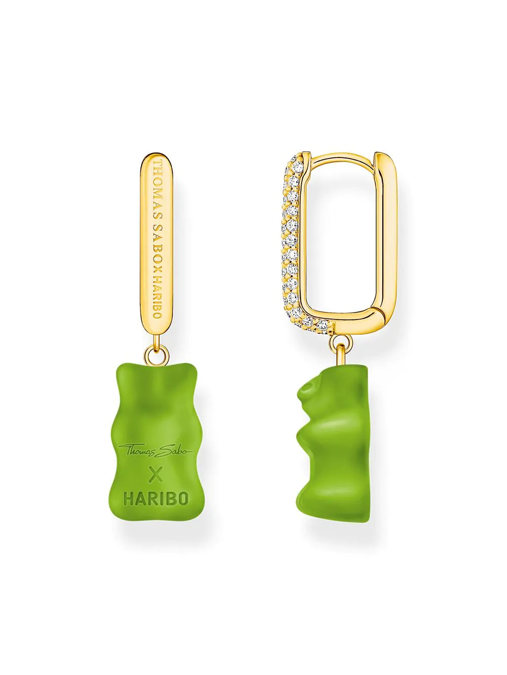 Thomas Sabo CR727-414-6 Gold-plated single hoop earrings w. red Goldbears in Midiversion