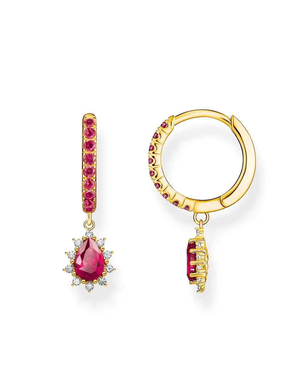 Thomas Sabo CR748-995-10 Gold-plated Creols Vintage Romance And Red Stones Ladies