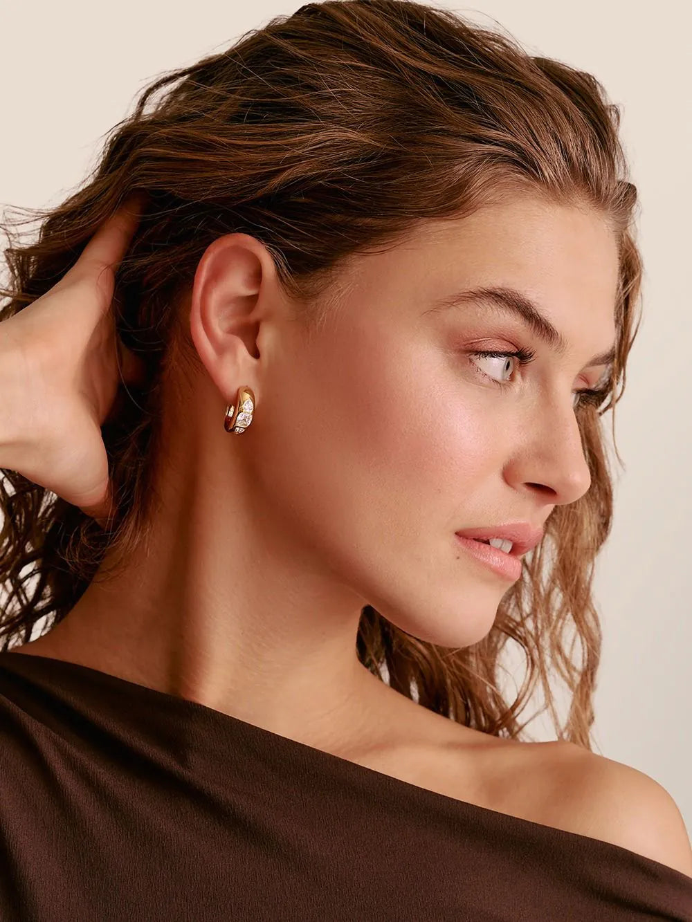 Thomas Sabo CR759-414-14 Hoop earrings with white zirconia stones 20,0 mm Gold-plated Ladies