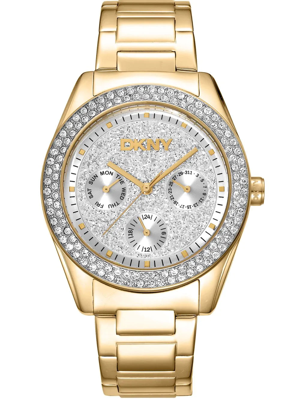 DKNY DK1L078M0025 Ladies Watch Chambers Multi Glitz Gold 36mm 5ATM