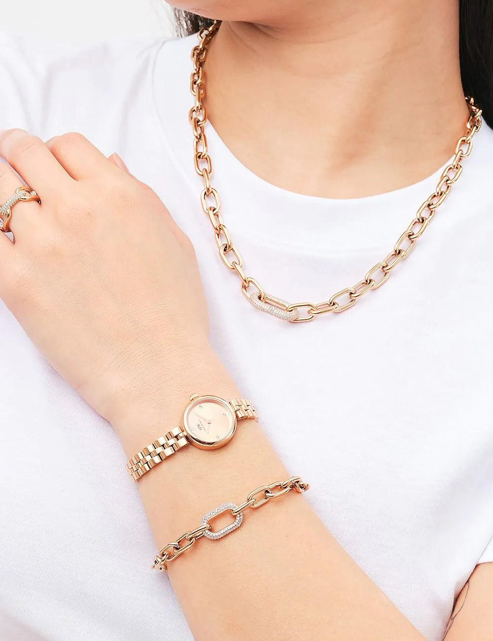 Daniel Wellington DW00100720 Ladies Watch Elan Lumine Unitone Rose Gold 22mm 3ATM