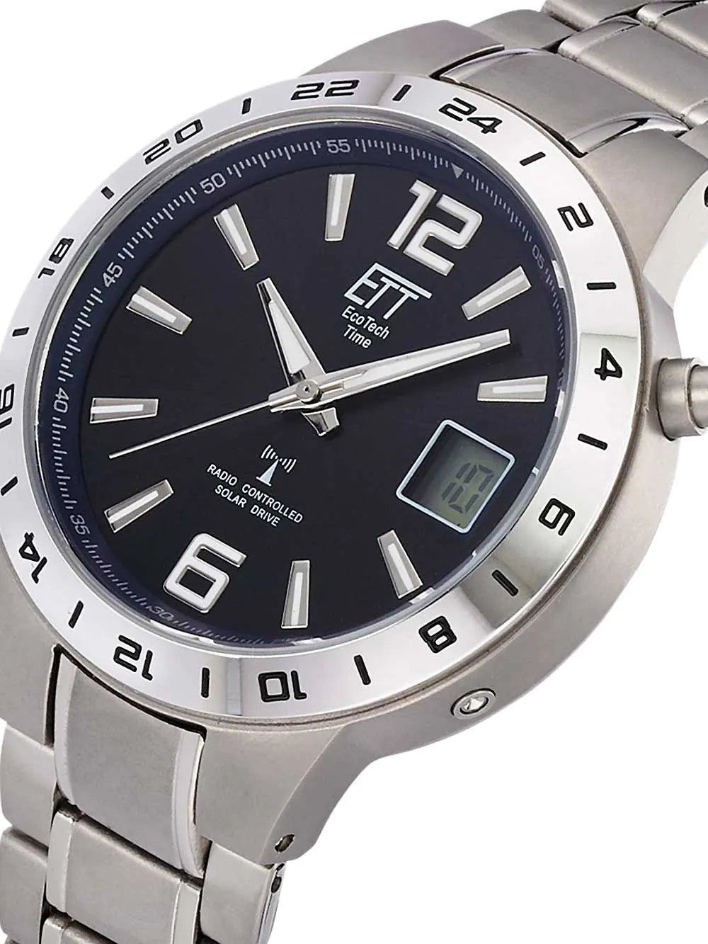 ETT EGT-11411-41M men`s solar titanium radio controlled watch 40mm 5ATM