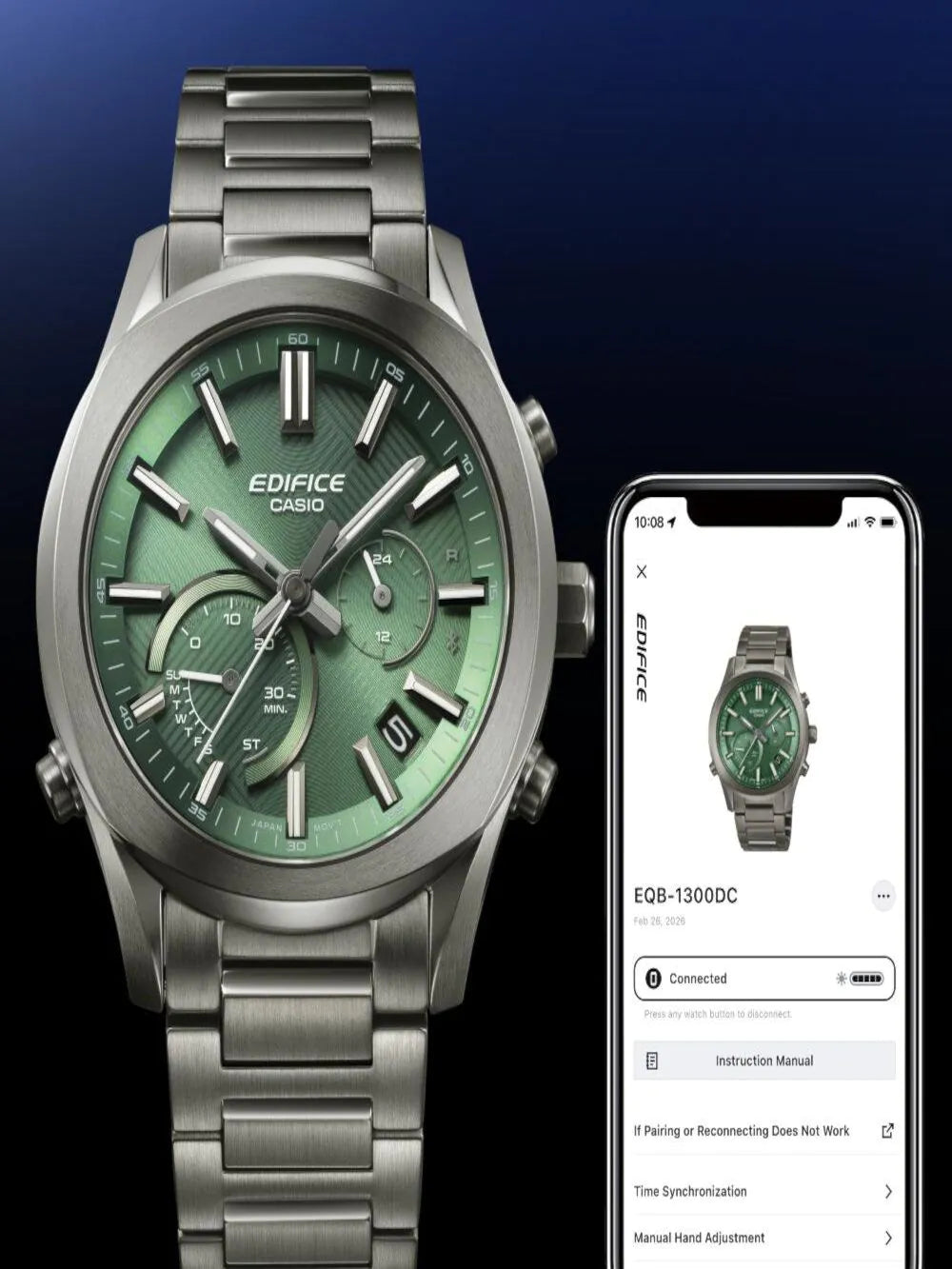 Casio EQB-1300DC-3AEF Mens Watch Edifice Chronograph Solar 40mm 10ATM