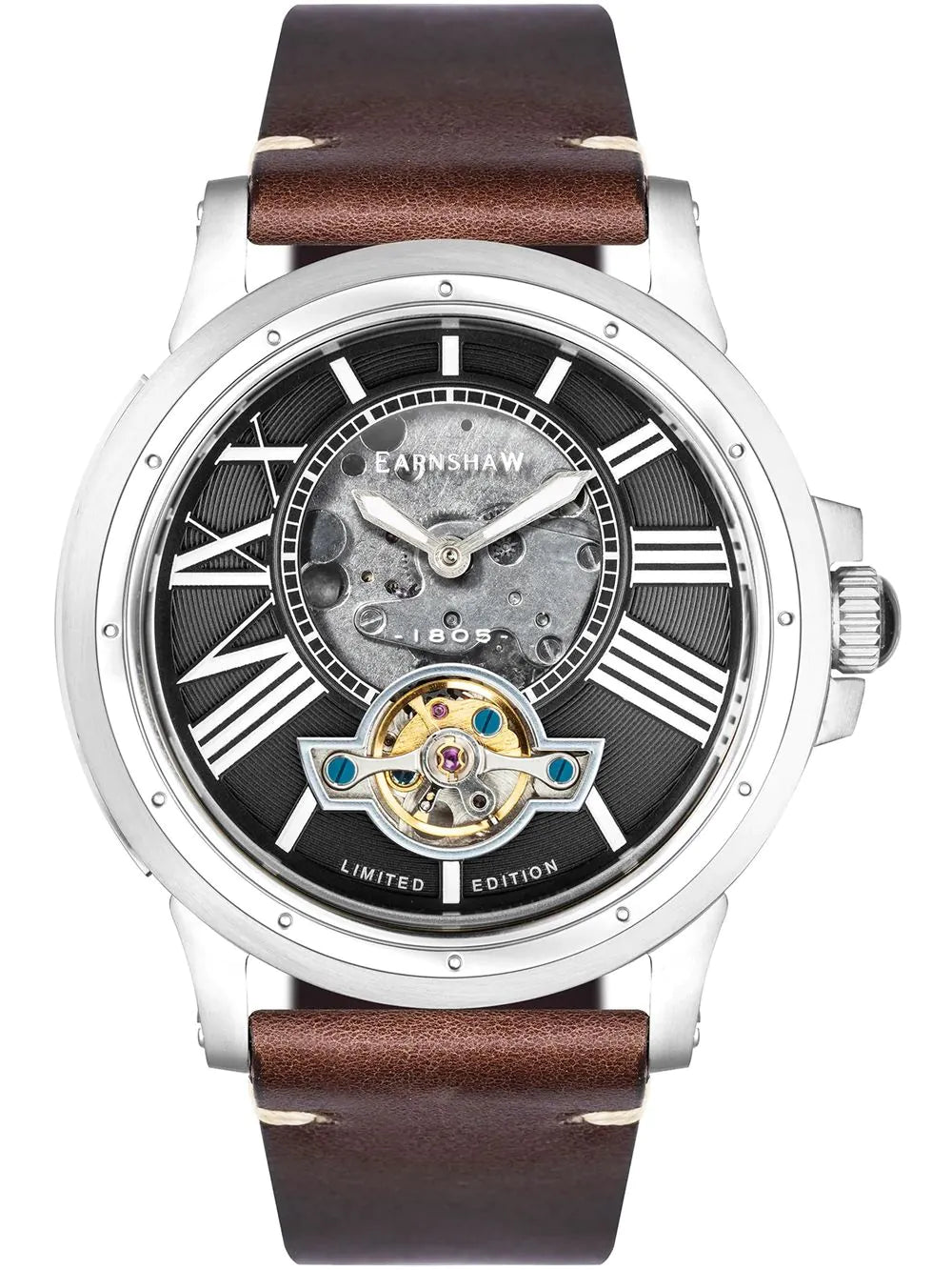 Thomas Earnshaw ES-8244-01 Bertha Open Heart Skeleton Mens Watch 42mm