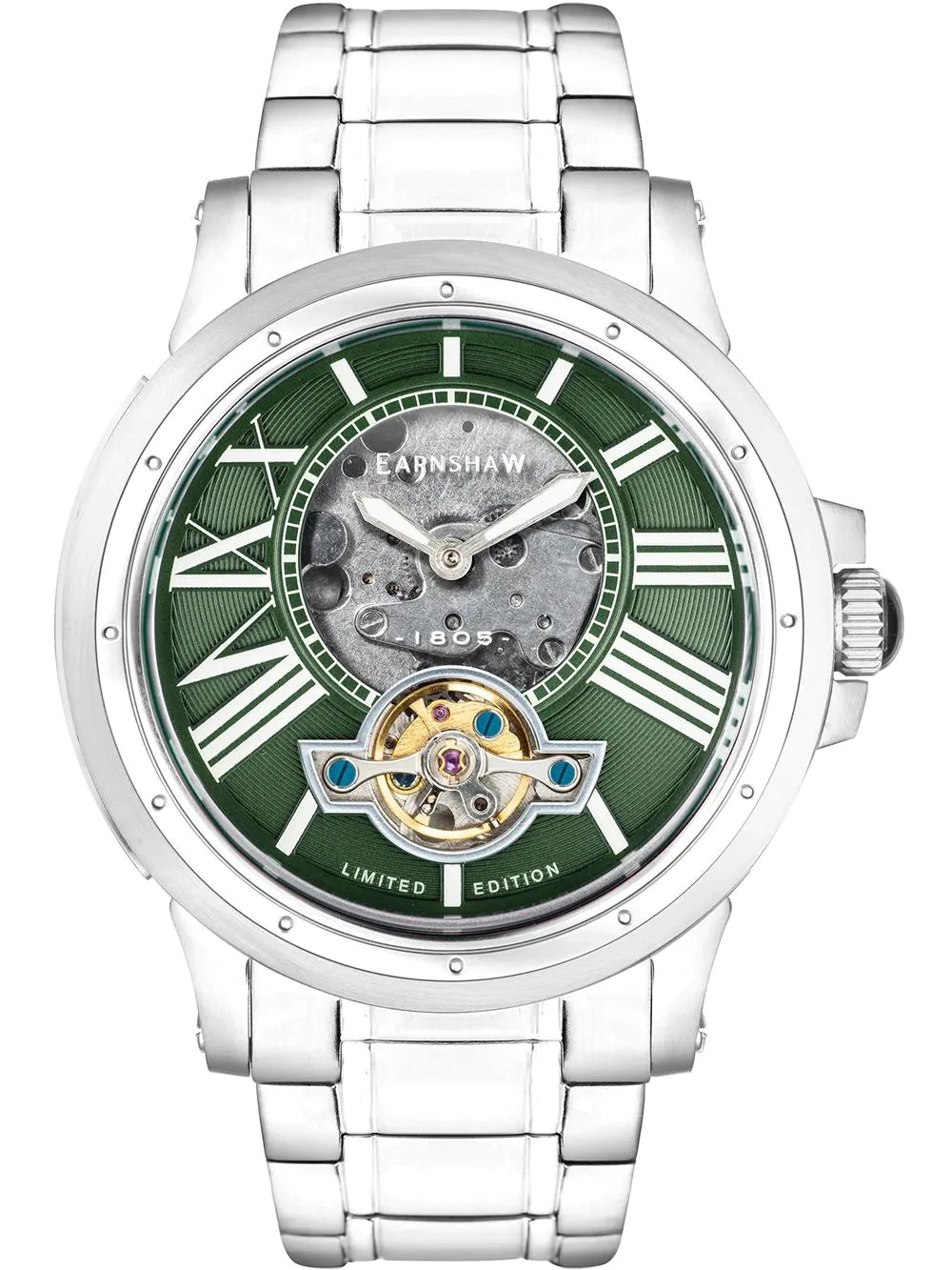 Thomas Earnshaw ES-8244-33 Bertha Open Heart Skeleton Mens Watch 42mm