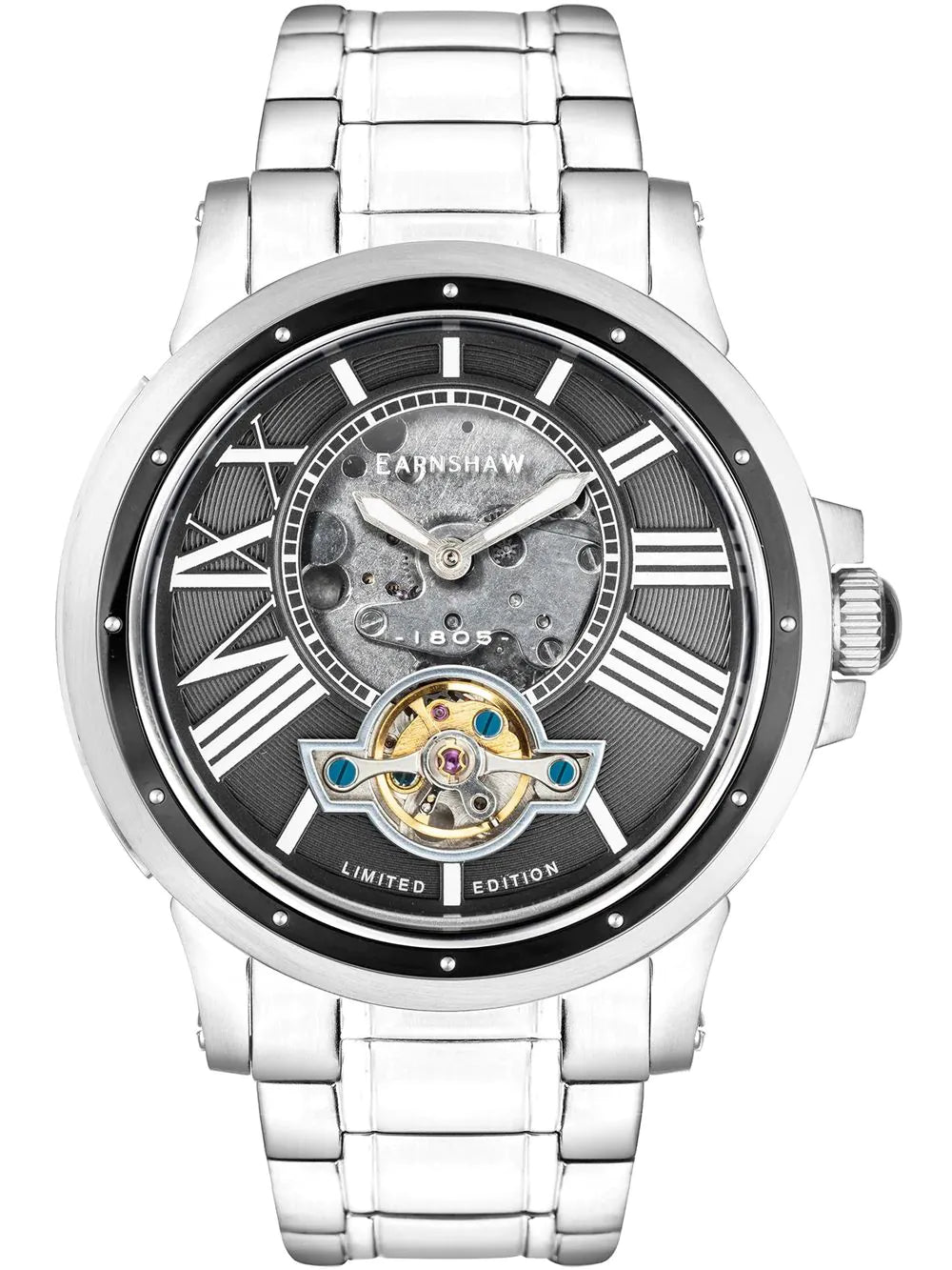 Thomas Earnshaw ES-8244-44 Bertha Open Heart Skeleton Mens Watch 42mm