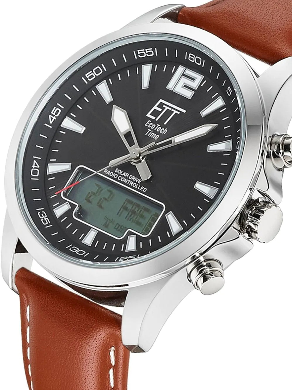 ETT Eco Tech Time EGA-11713-21L Mens Watch Radio-controlled Solar Drive Professional Chronograph 45mm 5ATM