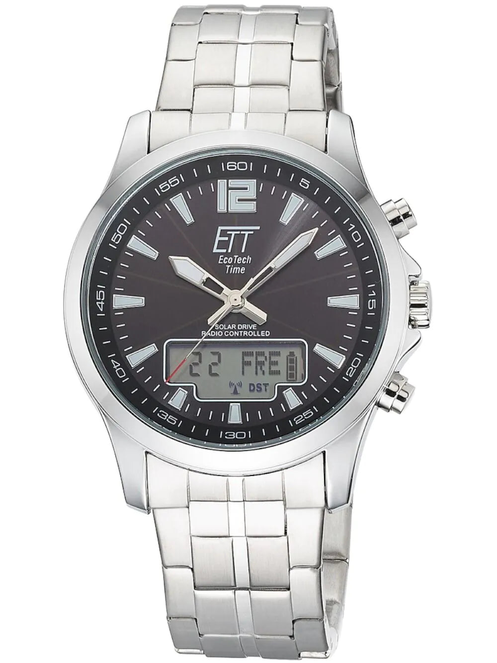 ETT Eco Tech Time EGA-11715-21M Mens Watch Radio-controlled Solar Drive Professional Chronograph 45mm 5ATM