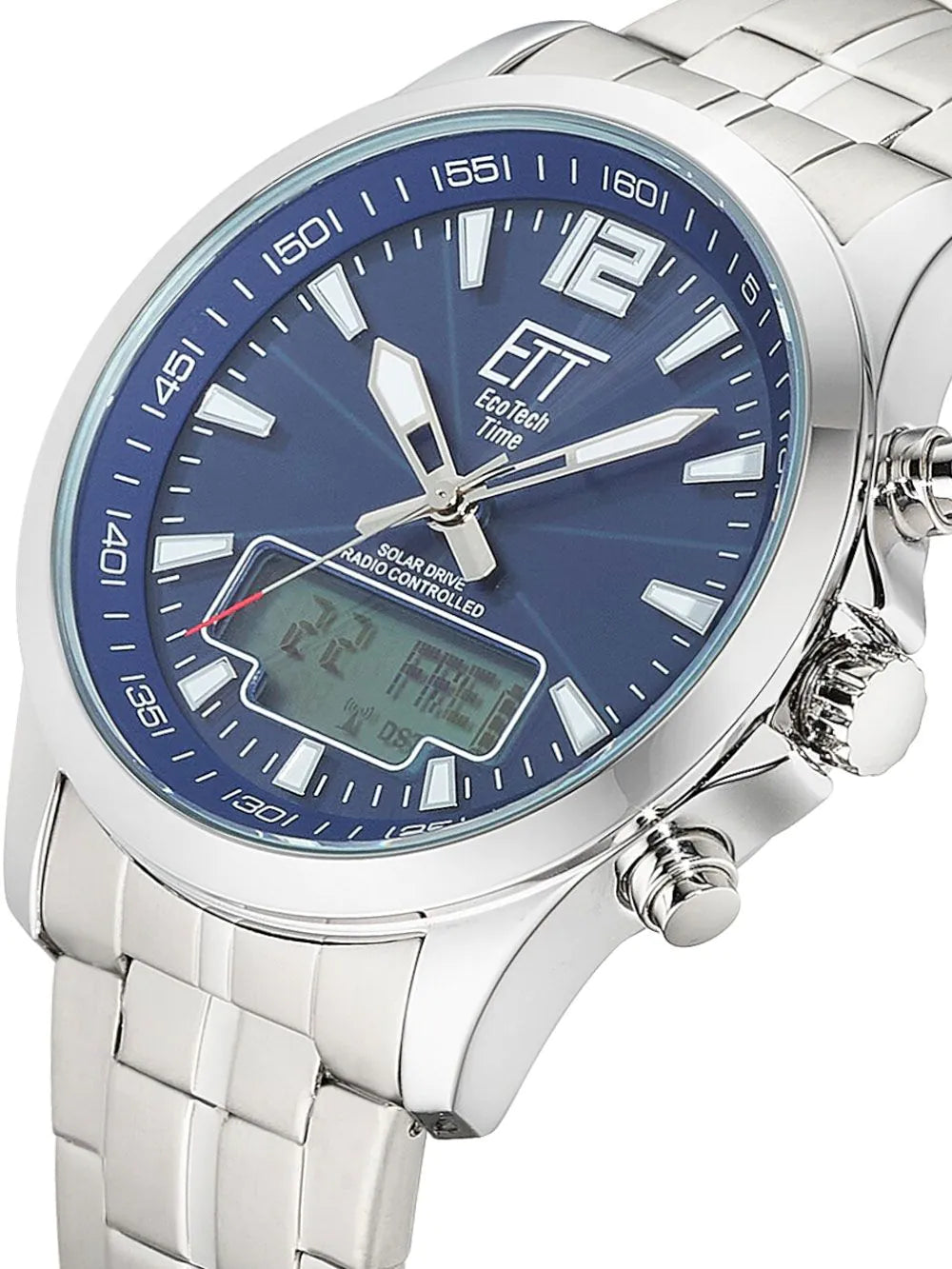 ETT Eco Tech Time EGA-11716-31M Mens Watch Radio-controlled Solar Drive Professional Chronograph 45mm 5ATM