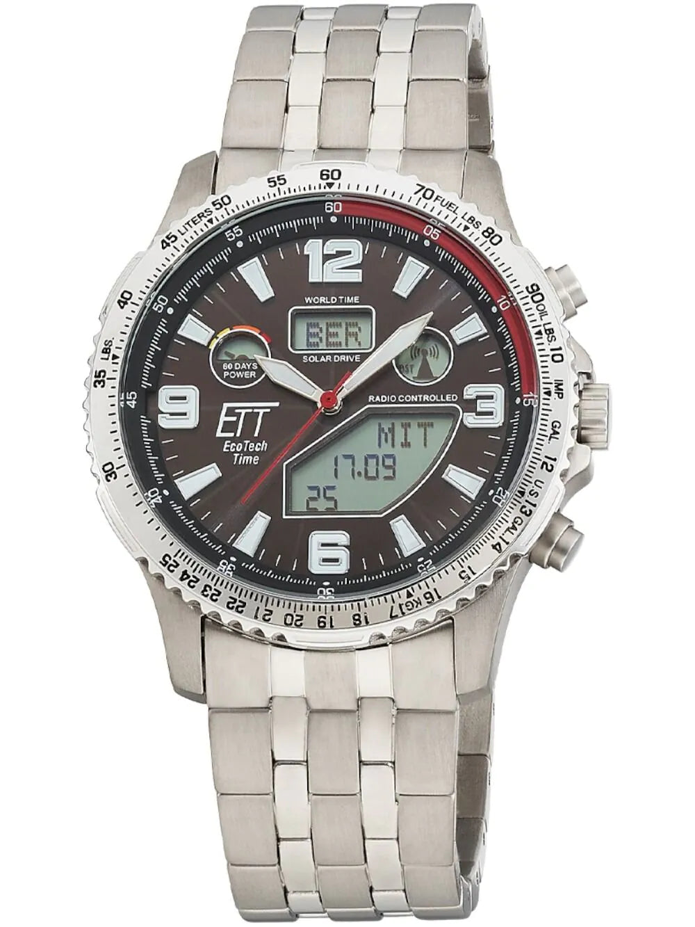ETT Eco Tech Time EGT-11720-22M Mens Watch Radio-controlled Solar Drive Professional Chronograph Titan 45mm 10ATM