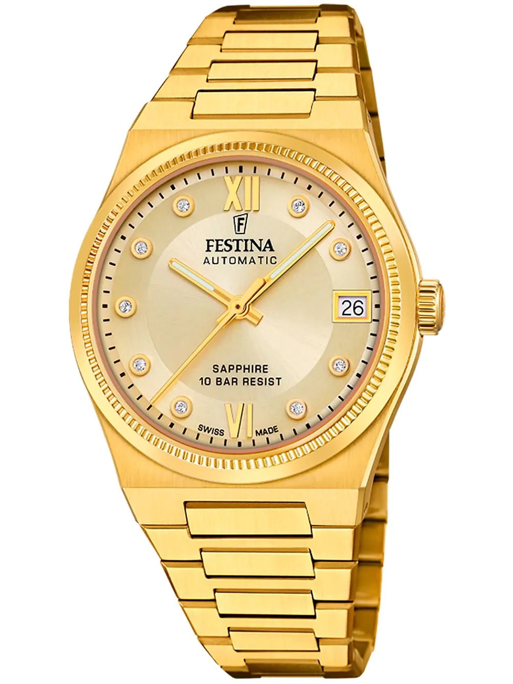 Festina F20033/2 Ladies Watch Swiss Made Rivé Automatic 35mm 10ATM