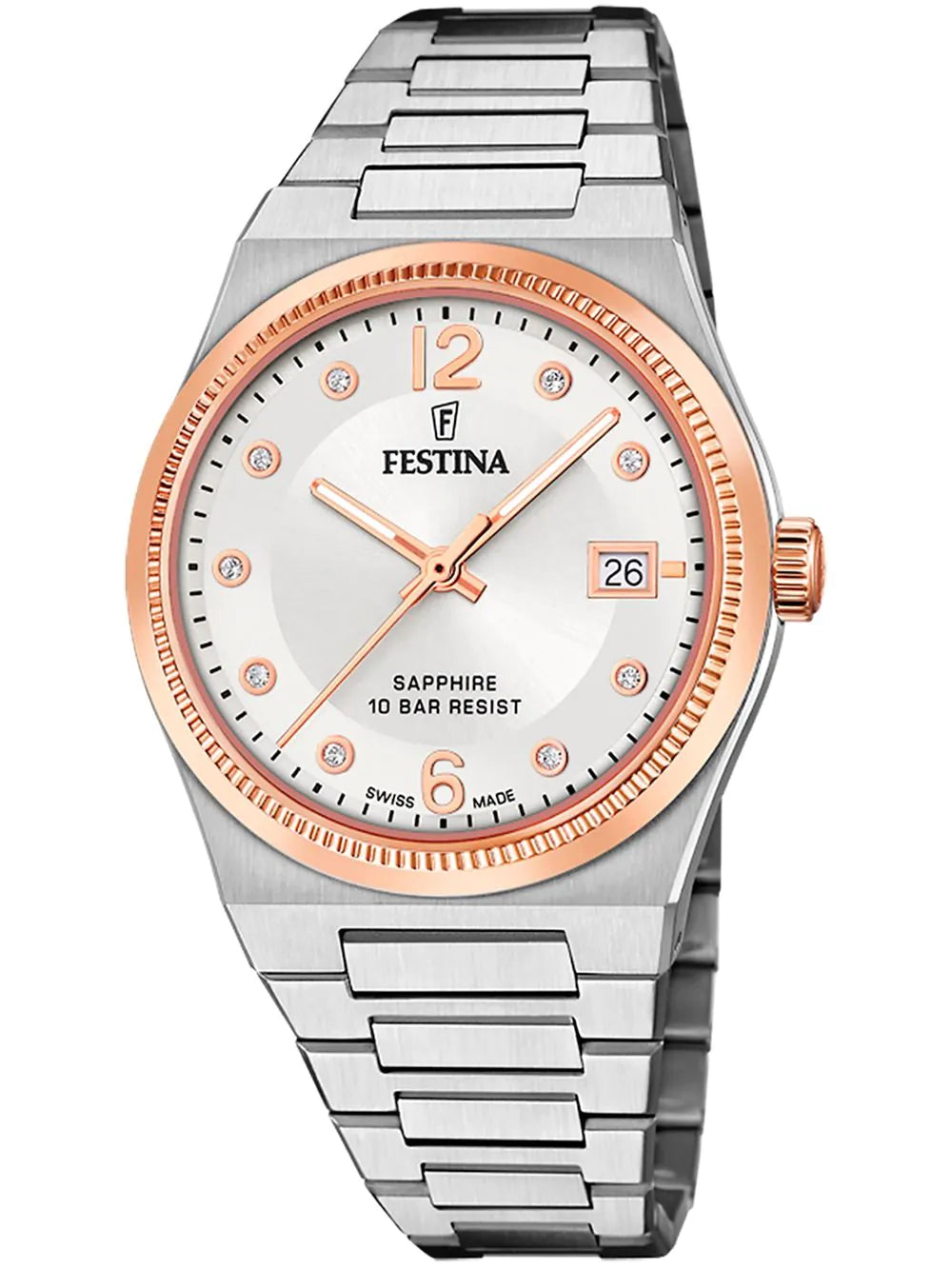 Festina F20037/1 Ladies Watch Swiss Made Rivé 35mm 10ATM