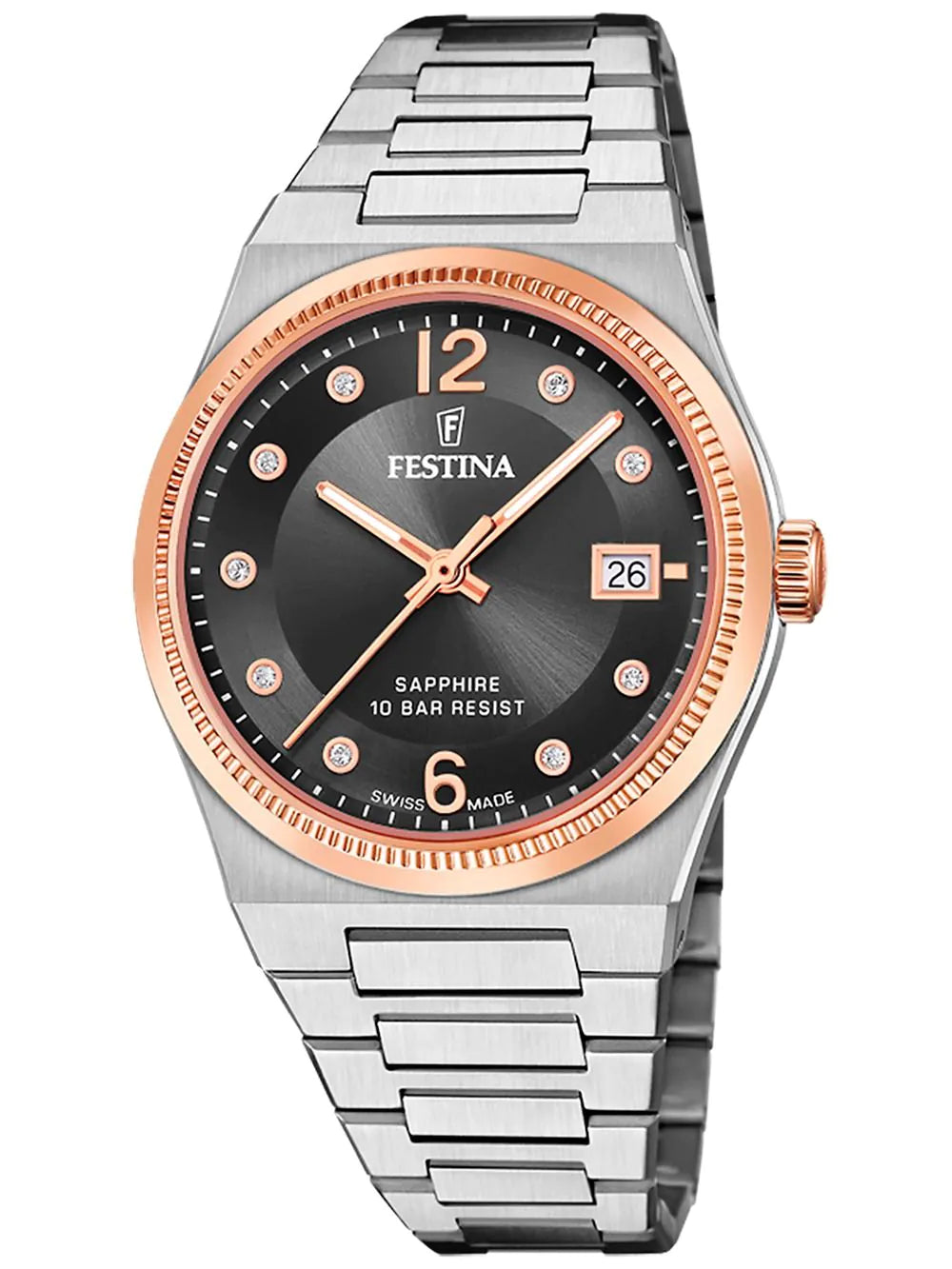 Festina F20037/3 Ladies Watch Swiss Made Rivé 35mm 10ATM