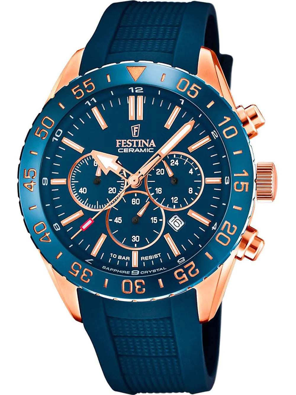 Festina F20516/1 Ceramic Chronograph Mens Watch 44mm 10ATM