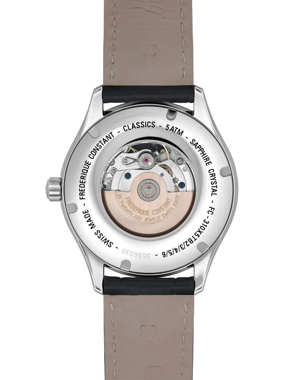 Frederique Constant FC-310MCK5B6 Mens Watch Classic Heart Beat Automatic 40mm 5ATM