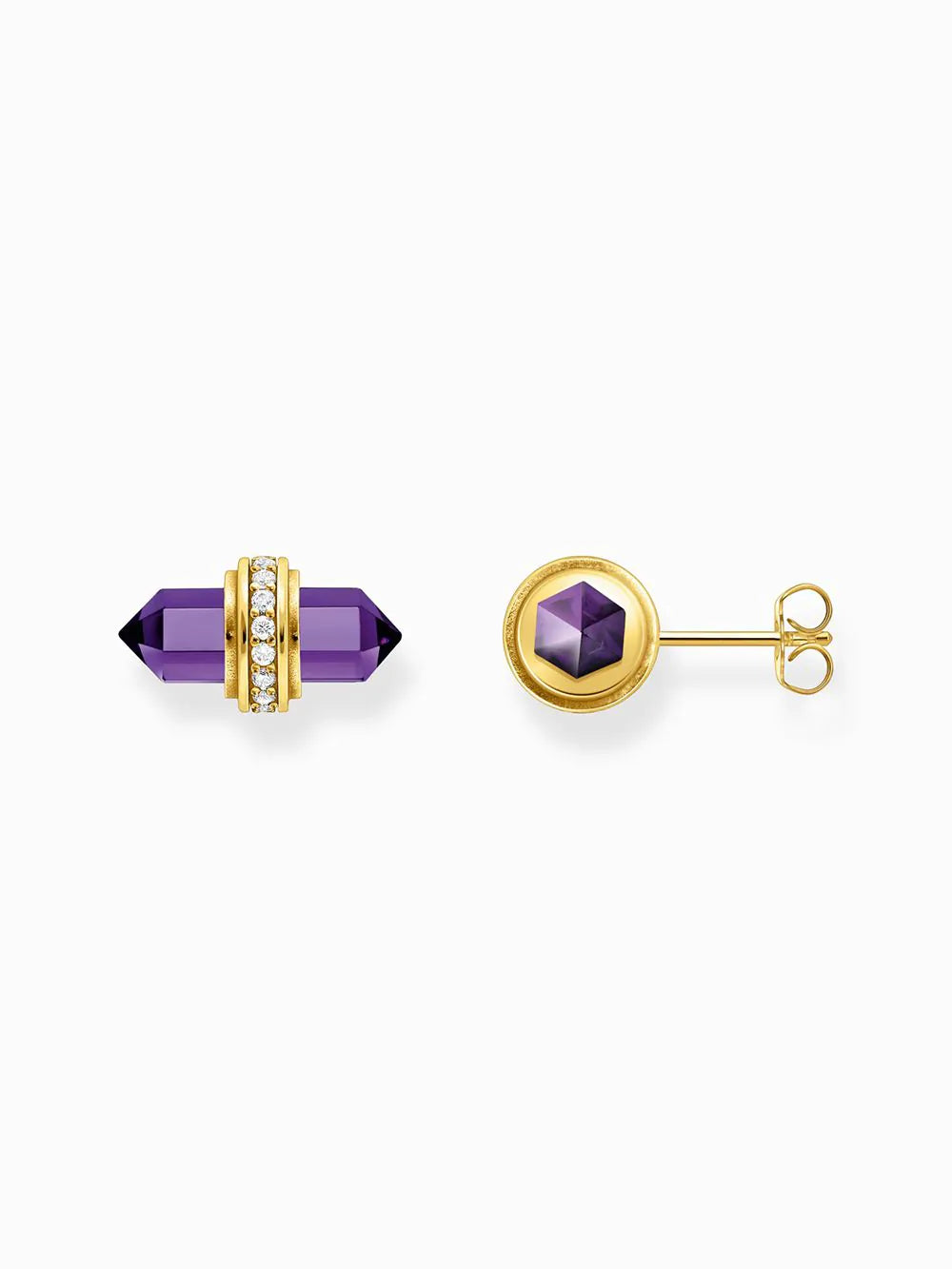 Thomas Sabo H2281-414-13 Gold stud earrings w. violet onyx