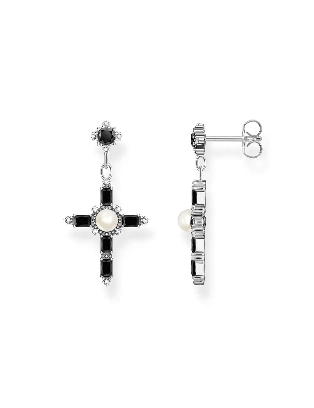 Thomas Sabo H2312-167-11 Silver Earrings Cross Romance Black Ladies