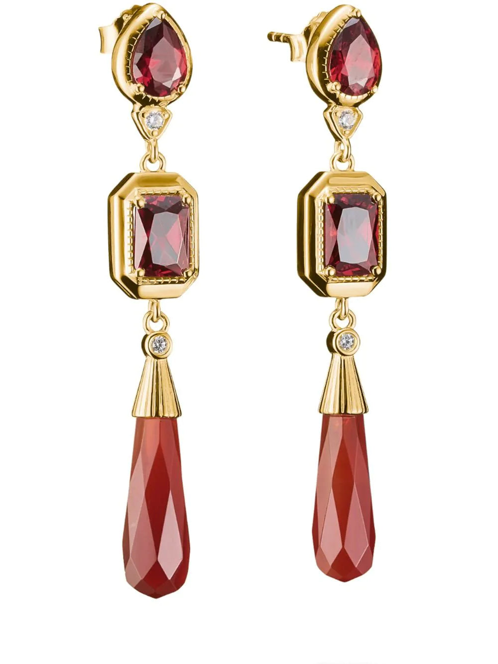 Thomas Sabo H2332-414-10 Earrings Red stones Elyndra Gold-plated 50,0 mm Ladies