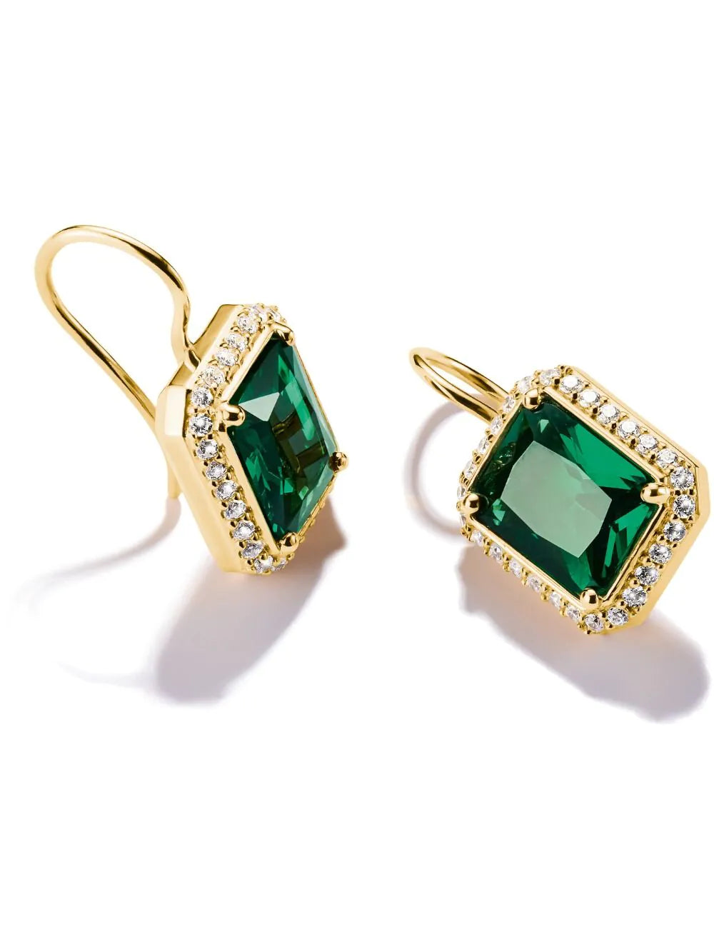 Thomas Sabo H2338-971-6 Earrings Green octagonal stones Gold-plated Ladies