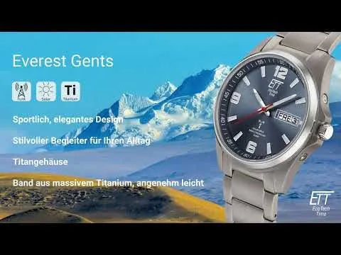 ETT Eco Tech Time EGT-11601-21M Herrenuhr Everest Solar Funkuhr 41mm 10ATM