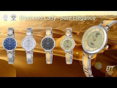 ETT ELS-12141-62M Diamond Lady Solar Drive Ladies Watch 30mm 5ATM