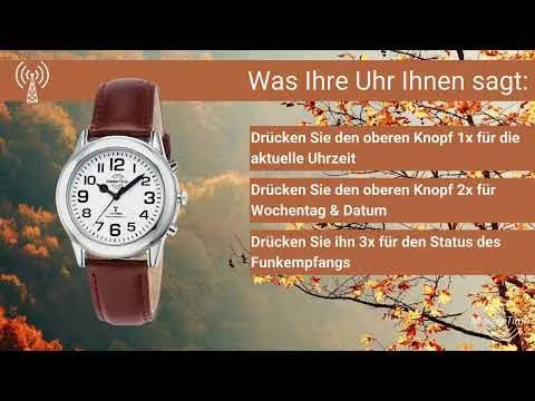 Master Time MTGA-10868-22L Herrenuhr Talking sprechende Funk-Armbanduhr 43mm