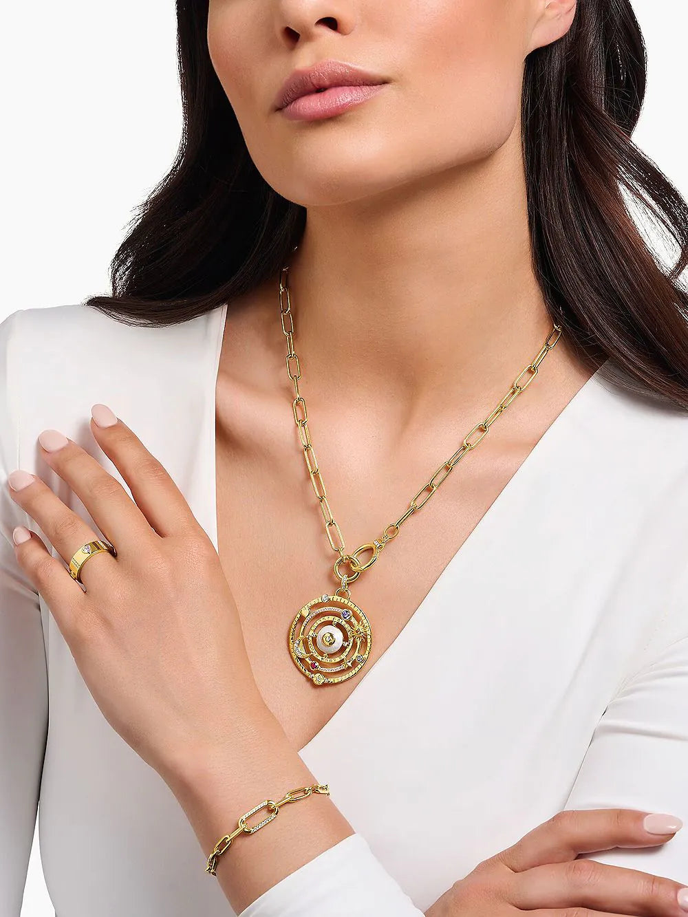 Thomas Sabo KE2192-414-14 Ladies link necklace with two ring clasps, adjustable