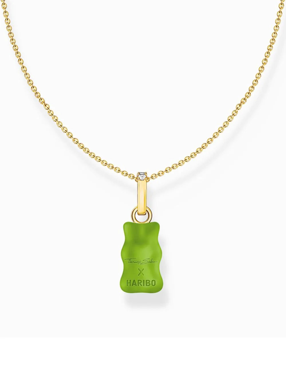 Thomas Sabo KE2209-414-6-L45V Gold-plated chain w. green Goldbears pendant